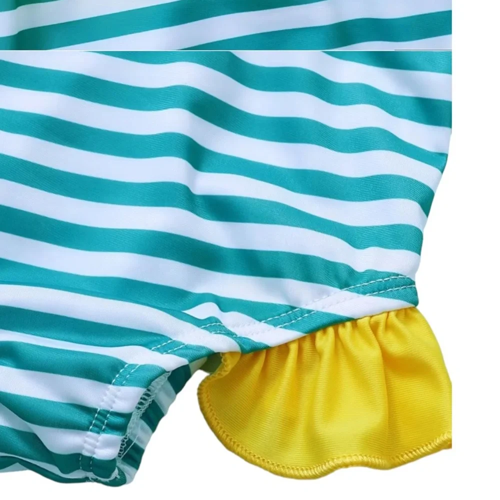 Baby Lemon Stripe Ruffled One Piece Swimsuit